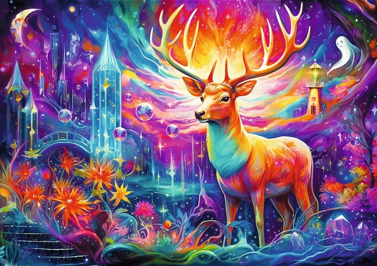 Puzzle 1000 dielikov – mystický jeleň DreamScapes