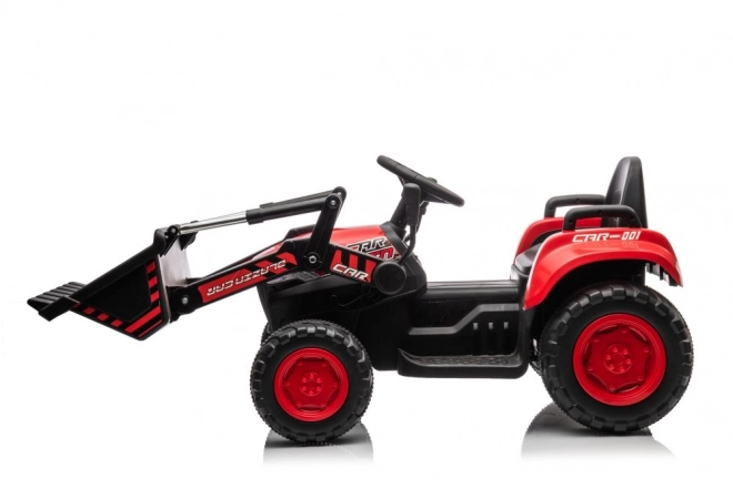 Detský červený traktor s nabíjacou batériou a lyžicou