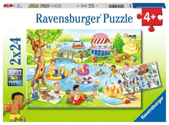 Ravensburger puzzle Zábava pri rybníku 2x24 dielikov