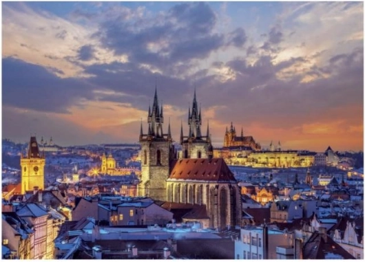 Neónové puzzle Pohľad na Hradčany - 1000 dielikov