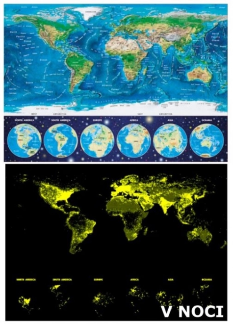 Svietiace Puzzle Mapa Sveta 1000 Dielikov