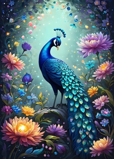Puzzle Kvety a páv 500 dielikov