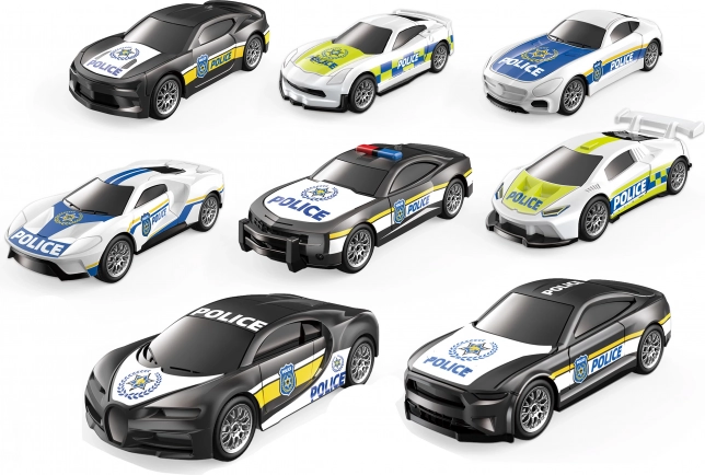Policajné autá na spätný ťah, súprava 4 kusov