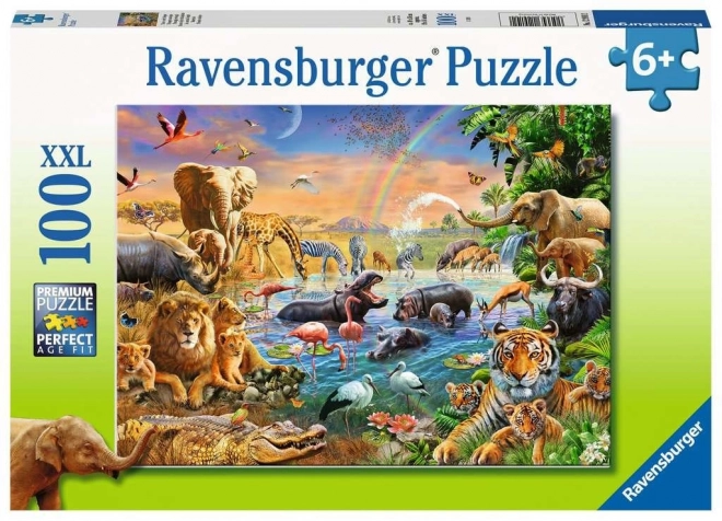 Puzzle Zvieratá pri napájadle XXL