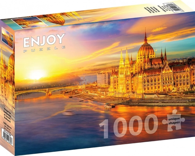 Puzzle Maďarský parlament pri západe slnka, Budapešť 1000 dielikov