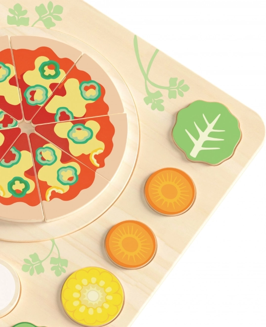 CLASSIC WORLD Drevená pizza na krájanie, puzzle 22 dielov