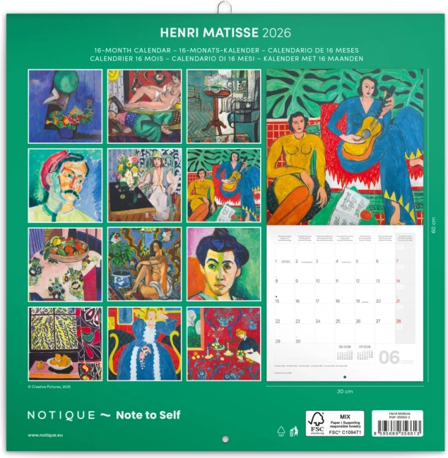 Poznámkový kalendár Henri Matisse 2026