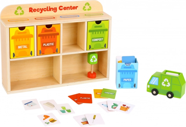 Tooky Toy Drevené Centrum Recyklácie Edukačný Triedič