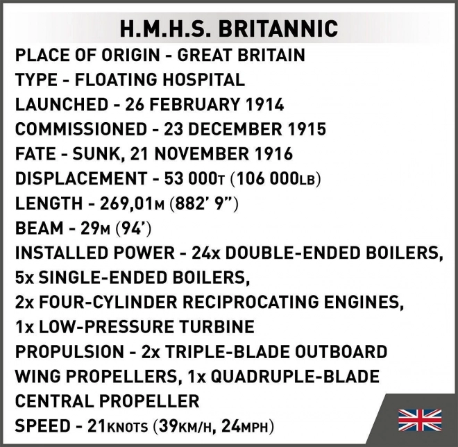 Model zaoceánskeho parníka H.M.H.S. Britannic v mierke 1:700