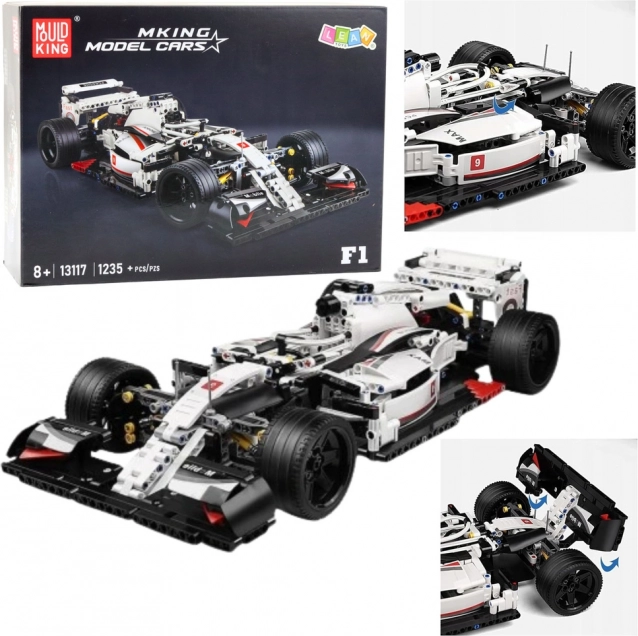 Konstrukčná stavebnica pretekárske auto F1 bielo-červené