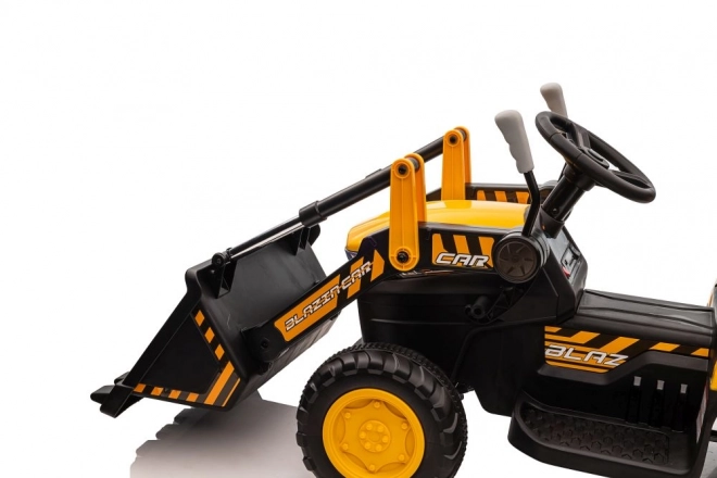 Traktor na akumulátor s lyžicou žltý