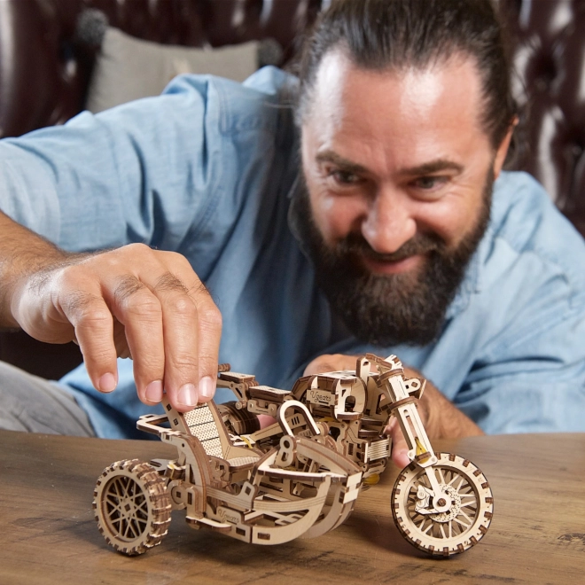 Ugears 3D puzzle Motocykel s vozíkom 380 dielikov