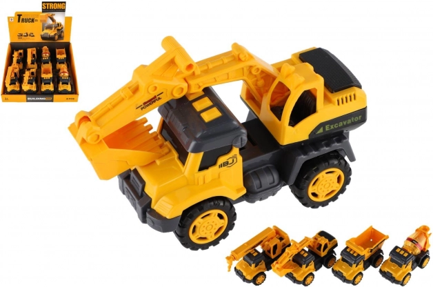 Stavebné nákladné auto so zotrvačníkom 13 cm, kov a plast, 4 druhy