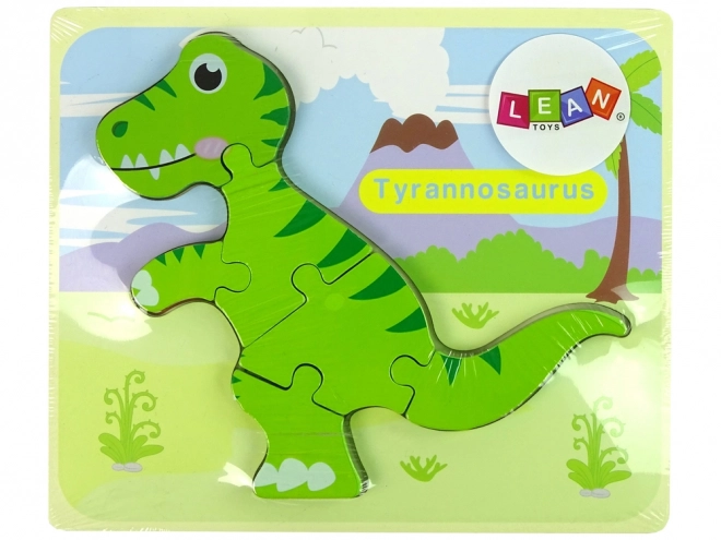 Drevené puzzle dinosaurus Isanosaurus zelený