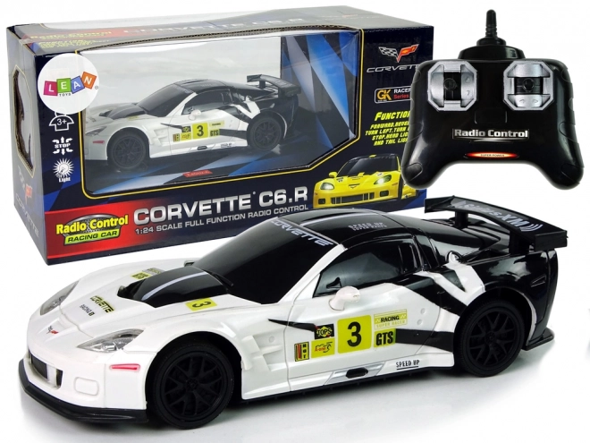 Závodné auto R/C 1:24 Corvette C6.R biele 2.4G s osvetlením