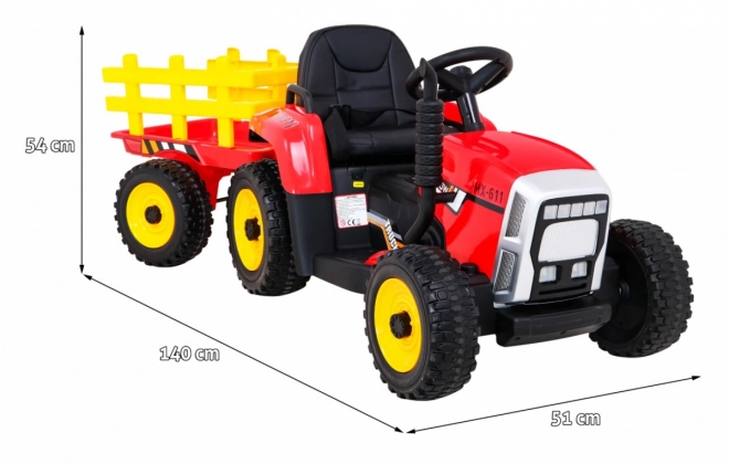Pojazd traktor s prívesom Červený