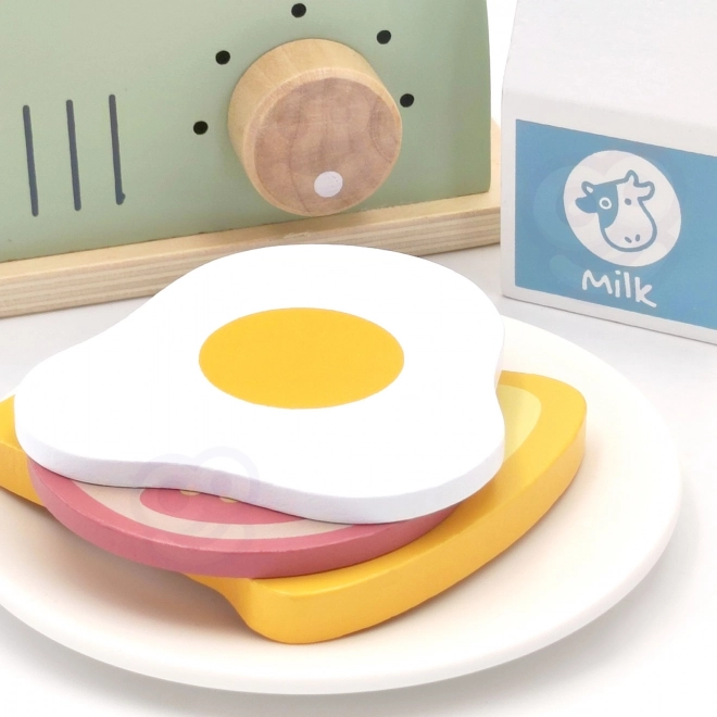 Drevený toaster pastelový raňajkový set od Tooky Toy