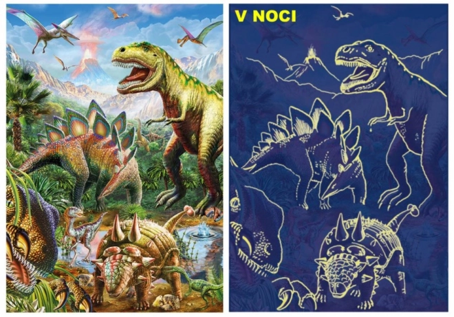 Svietiace puzzle svet dinosaurov 100 XL dielikov