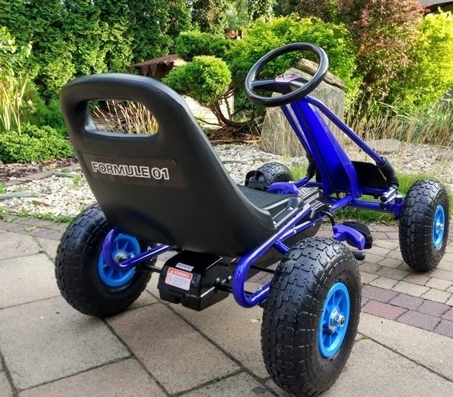 Pedálová vzduchová motokára + Nafukovacie pneumatiky + Nastaviteľné sedadlo – Modrá