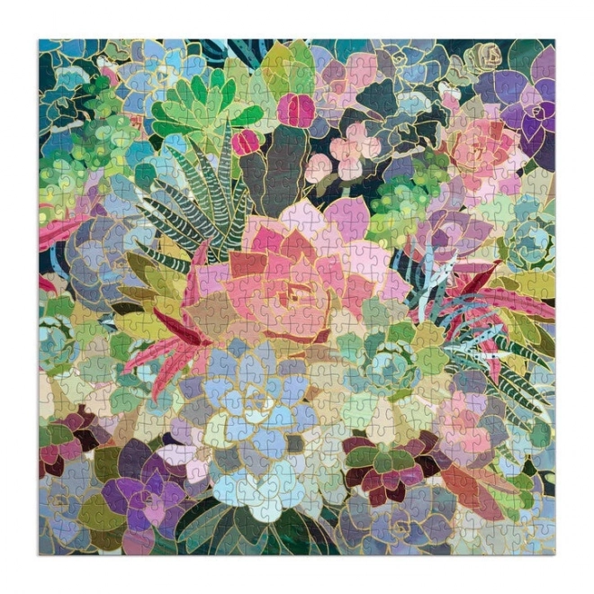 Metalické štvorcové puzzle Mozaika zo sukulentov 500 dielikov