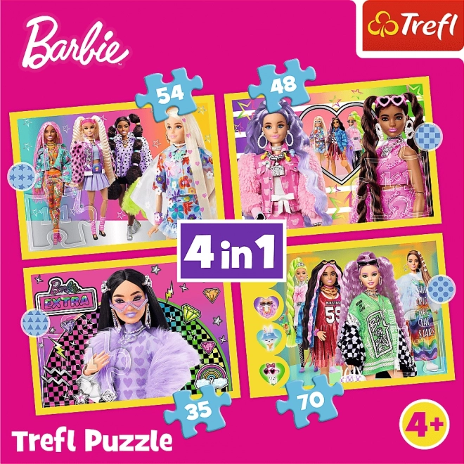 Puzzle 4v1 veselý svet Barbie