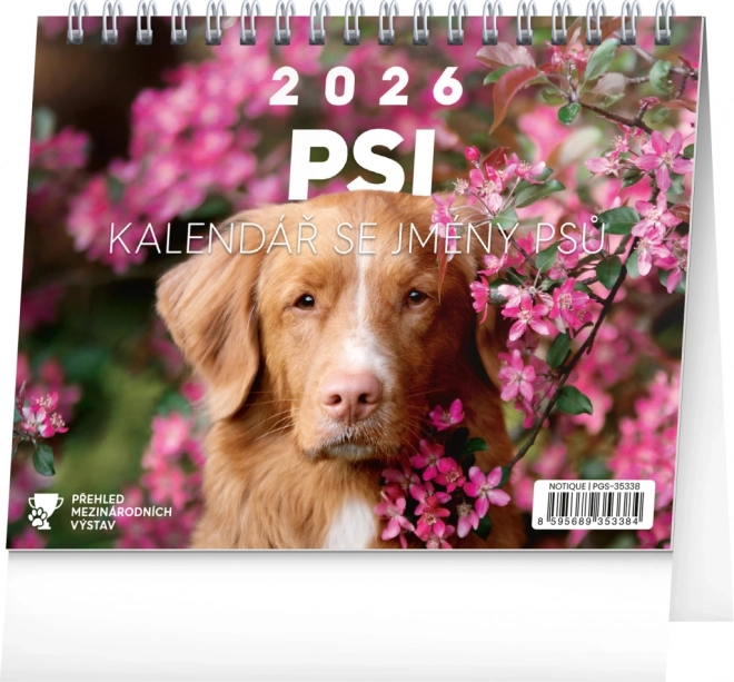 Stolový kalendár Psi s menami psov 2026