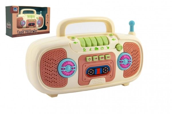 Detské plastové rádio na batérie so zvukom a svetlom v krabici 27x18x10cm