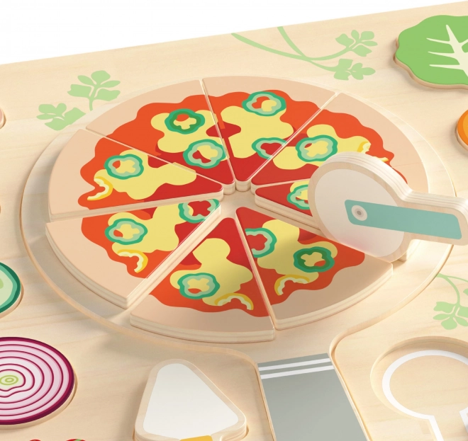 CLASSIC WORLD Drevená pizza na krájanie, puzzle 22 dielov