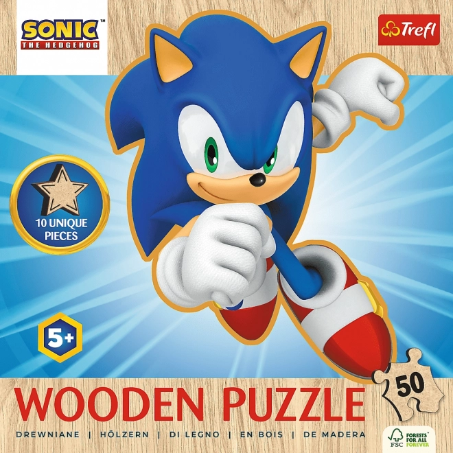 Drevené puzzle 50 dielikov Veselý Sonic