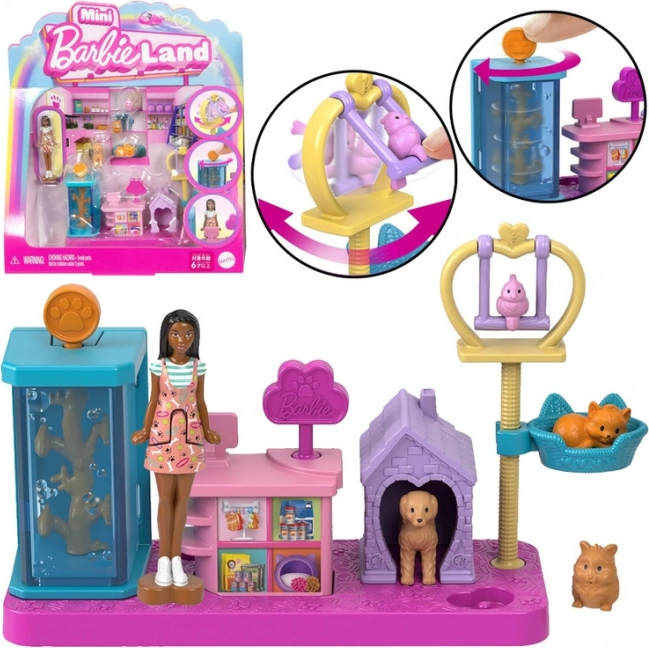 Mini herný set BARBIE Land – veterinár a zvieratká