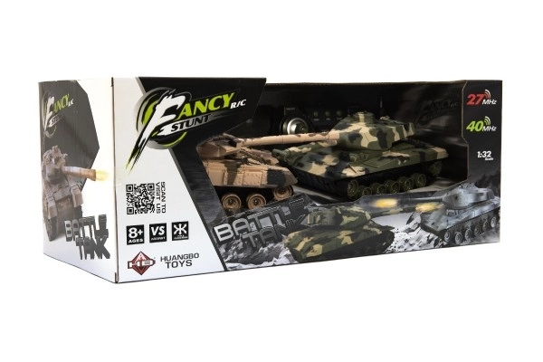 Tank RC 2ks 25cm bojový tank+ko. balenie 27MHZ a 40MHz kamufláž so zvukom so svetlom v kr. 50x20x23cm