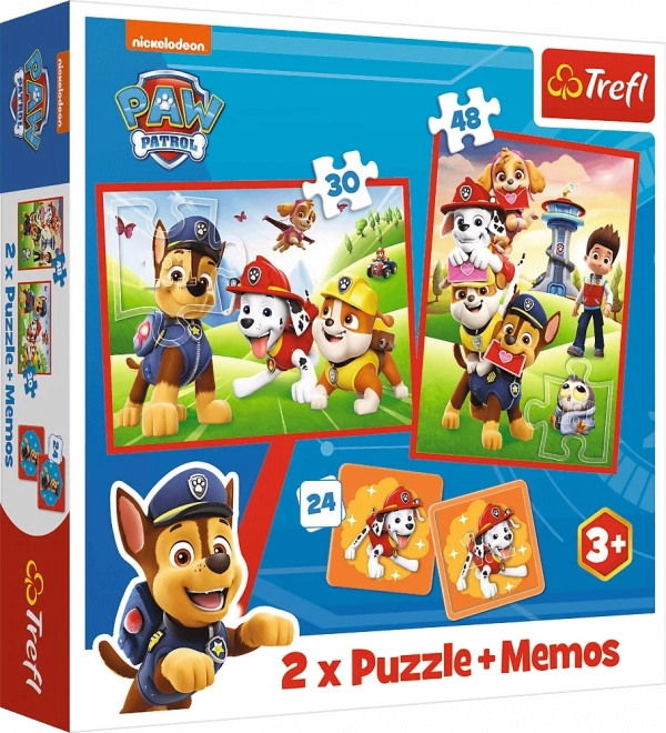 TREFL Sada 3 v 1 Tlapková patrola v akcii (2x puzzle + pamäťová hra)