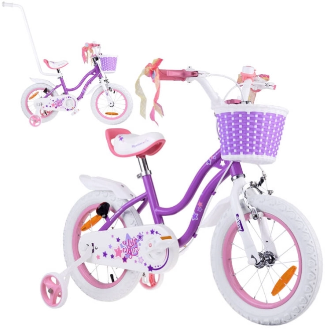 Dievčenský bicykel Royal Baby Star Girl modrý 14 palcov – Fialová