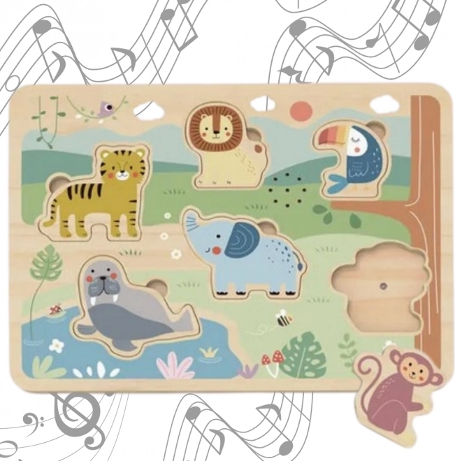 Tooky Toy Drevo Interaktívne Puzzle Zvieratká
