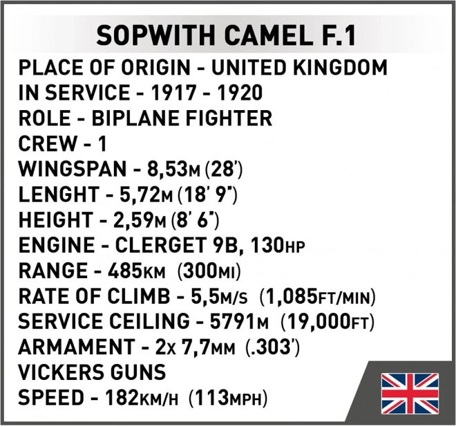 Cobi Sopwith Camel F.1 - 1. svetová vojna