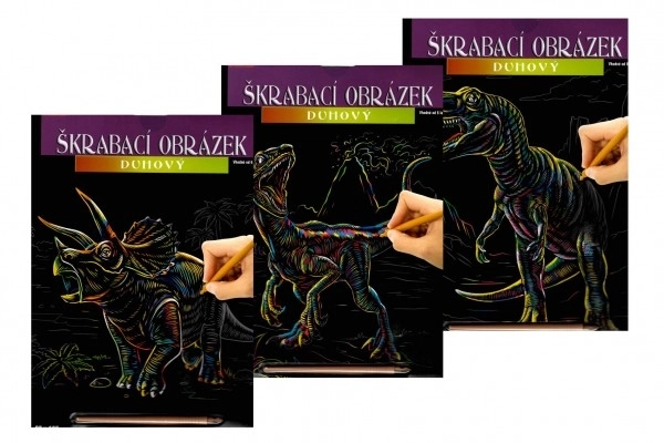 Škrabací obrázok dúhový dinosaurus