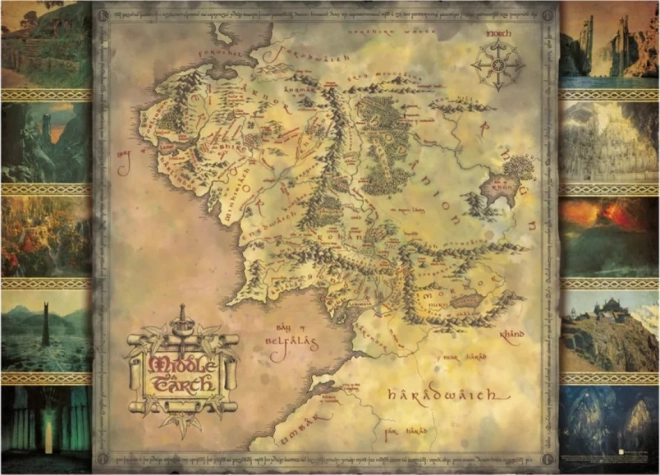 AQUARIUS Puzzle Pán prsteňov: Mapa Stredozeme 1000 dielikov