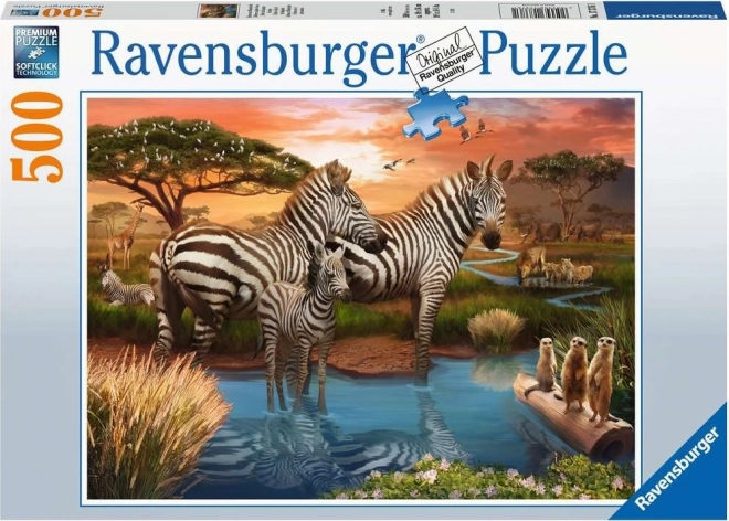 Puzzle zebry pri napájadle 500 dielikov