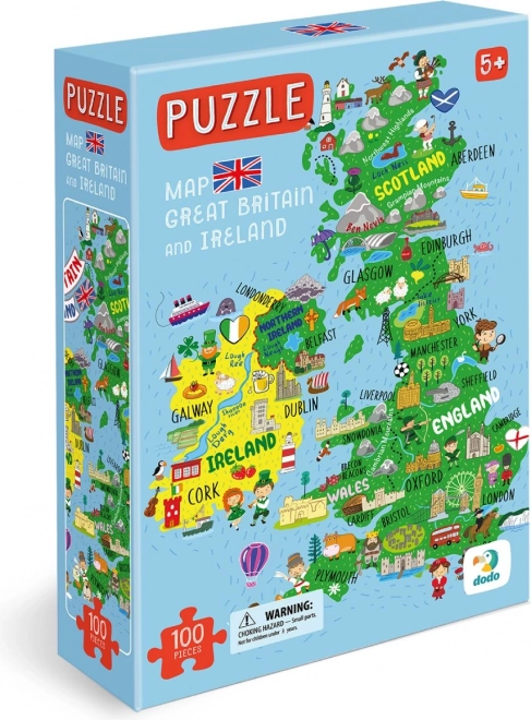 Puzzle mapa Spojeného kráľovstva a Severného Írska 100 dielikov