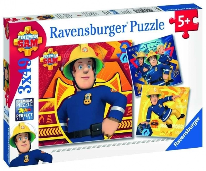 Ravensburger puzzle Požiarnik Sam v nebezpečenstve 3x49 dielikov