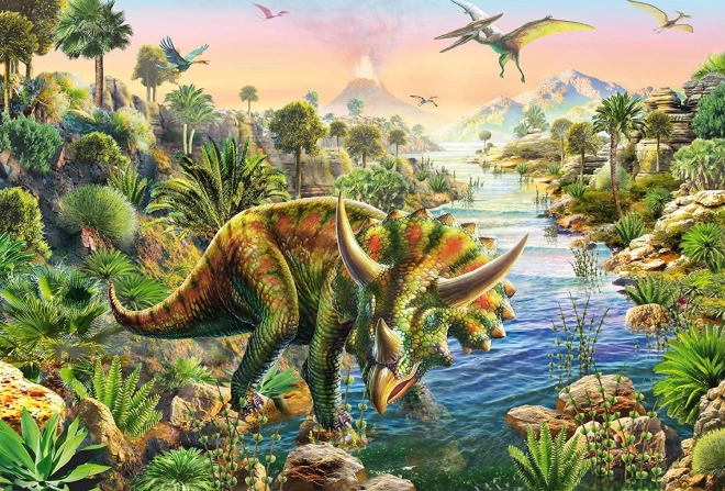 Statočný triceratops v džungli