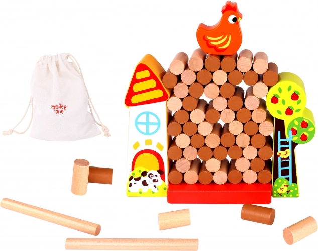 Tooky Toy Drevená Hra Spadni Kura Farma