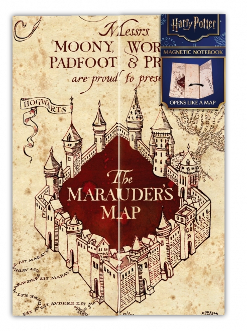 Harry Potter blok s motívom Pobertovskej mapy