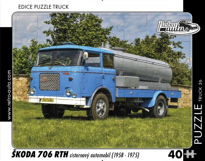 Retro puzzle Škoda cisternový automobil