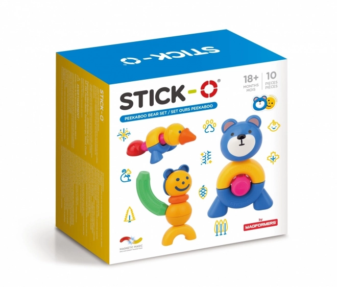 Magnetické kocky STICK-O sada s medveďom 10 dielov