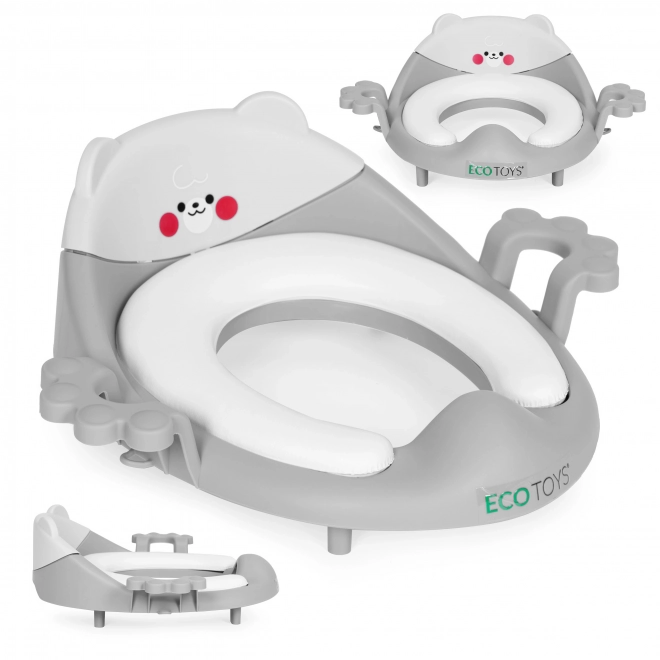 Detská toaletná sedátko s rúčkami a mäkkým vankúšom šedá ECOTOYS