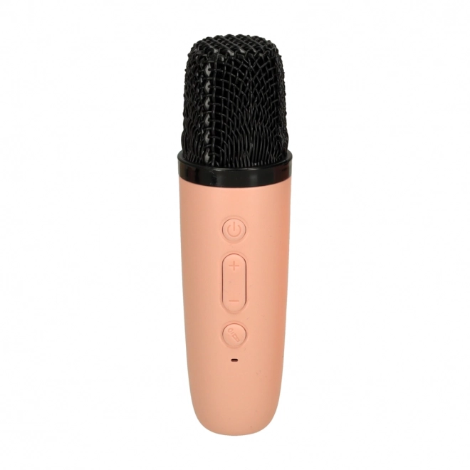Karaoke sada s mikrofónom a prenosným bluetooth reproduktorom s USB a LED - ružová