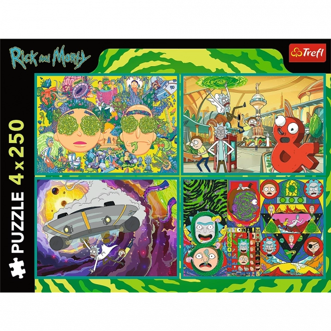 Puzzle 4x250 - šialený svet Ricka a Mortyho