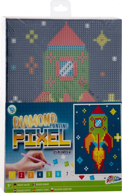 Diamantové maľovanie Pixel Raketa 15x20 cm