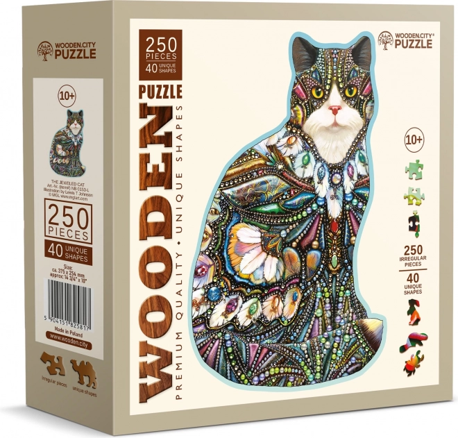 Drevené puzzle Ozdobená mačka 250 dielikov